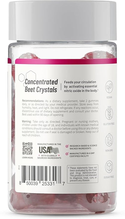 Snap Supplements Beet Root Gummies, Nitric Oxide Supplement with Organic Beets, Vitamins