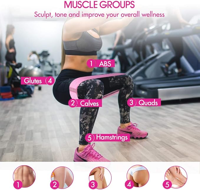 Resistance Bands, Fabric Workout Bands for Women & Men, Cloth Booty Resistance Loop Bands, Thick