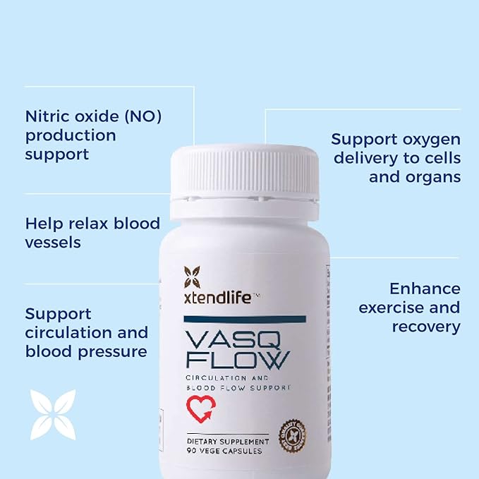 Xtendlife VasQFlow Natural Nitric Oxide Booster Supplement - Circulation & Blood Flow Support with