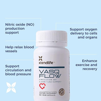Xtendlife VasQFlow Natural Nitric Oxide Booster Supplement - Circulation & Blood Flow Support with