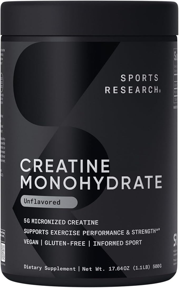 Sports Research Creatine Monohydrate - Gain Lean Muscle, Improve Performance and Strength and