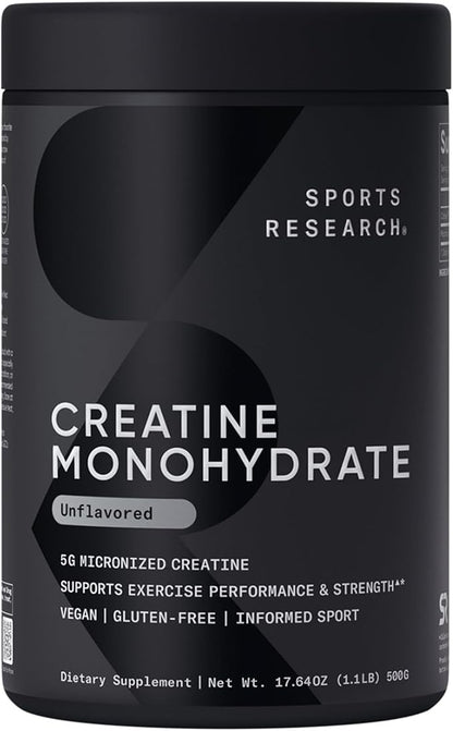 Sports Research Creatine Monohydrate - Gain Lean Muscle, Improve Performance and Strength and