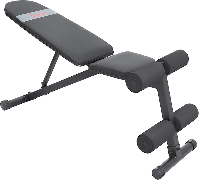 Sunny Health & Fitness Compact Premium Incline Bench Press Bar Rack Set & Optional Leg Extension