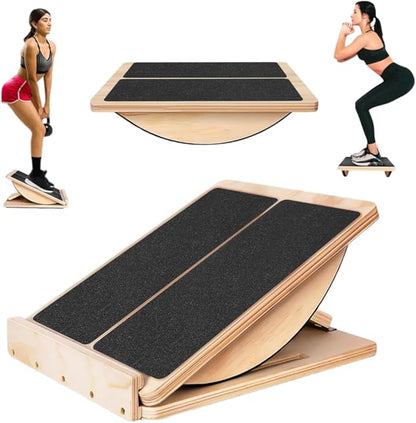 2-in-1 Fitness Slant Board for Calf Stretching Adjustable Incline Board for Mobility, Rehab, Yoga