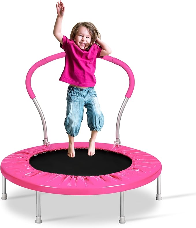 Mini Trampoline for Kids, Indoor Toddler Trampoline with Handle, Child Small Rebounder Trampoline