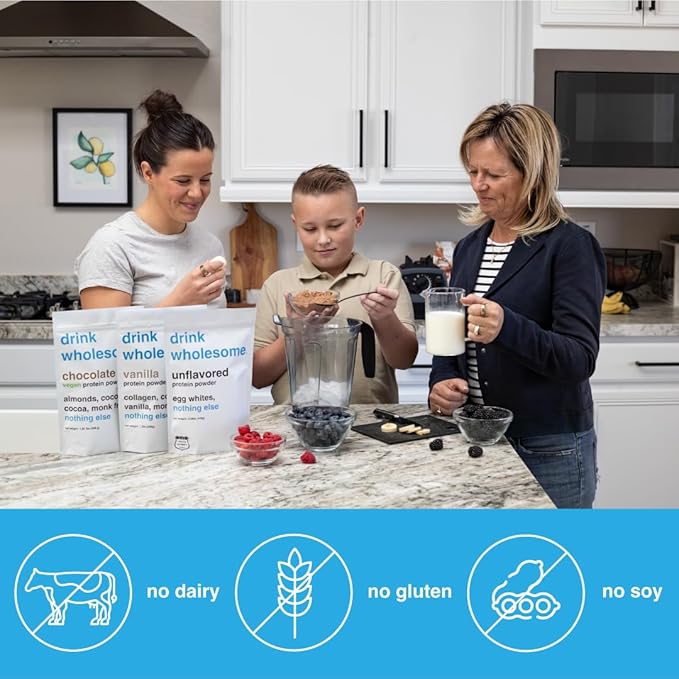 drink wholesome Chocolate Egg White Protein Powder | for Sensitive Stomachs | Gut Friendly |