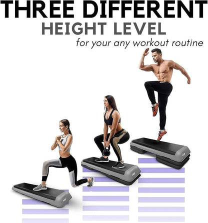 Yes4All Adjustable Workout Aerobic Exercise Step Platform Health Club Size with 4 Adjustable Risers