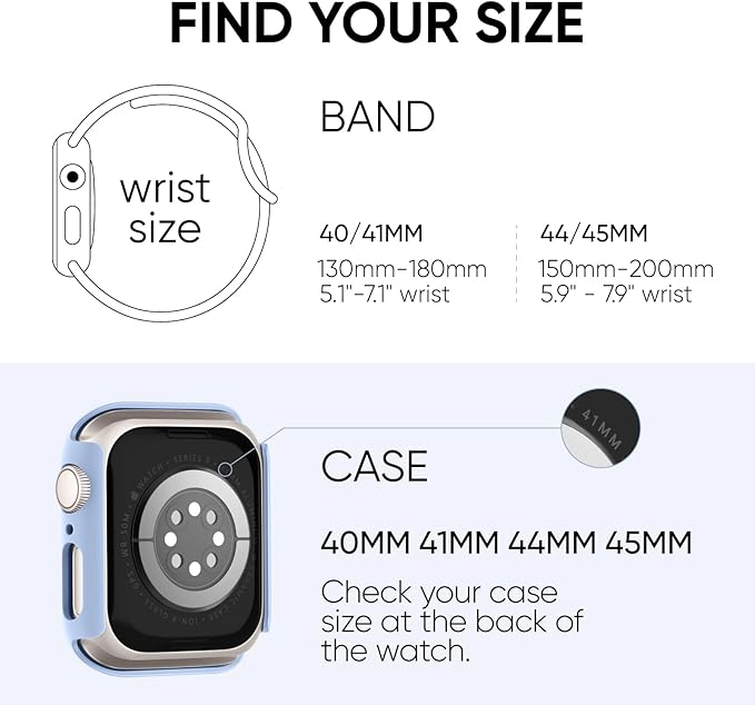 Compatible for Apple Watch Band 44mm 45mm and Case with Screen Protector, Soft Silicone Sport Strap