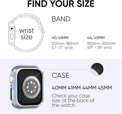 Compatible for Apple Watch Band 44mm 45mm and Case with Screen Protector, Soft Silicone Sport Strap