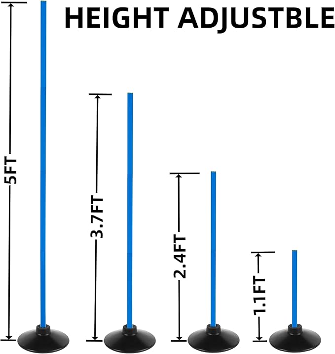 6 Pcs 5FT Adjustable Agility Training Poles for Soccer,Basketball, Football, Horse,Dog-Speed and
