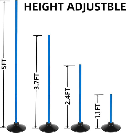 6 Pcs 5FT Adjustable Agility Training Poles for Soccer,Basketball, Football, Horse,Dog-Speed and