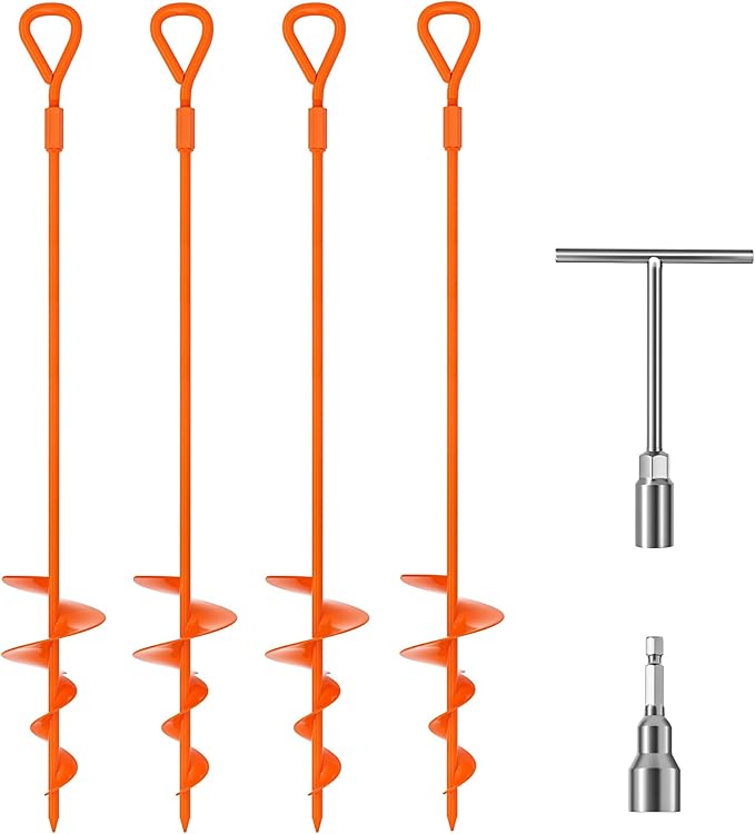 Phopich 18''/30" Long Ground Anchor, Heavy Duty Earth Anchors Ground Anchors Screw in Kit with