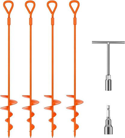 Phopich 18''/30" Long Ground Anchor, Heavy Duty Earth Anchors Ground Anchors Screw in Kit with