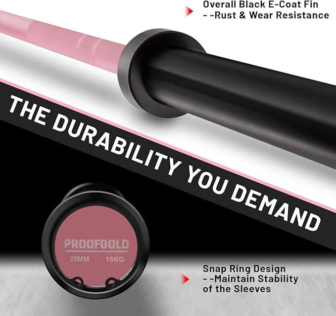 PROOFGOLD 6.6ft/7ft Olympic Barbell Bar 35Lb(15kg)/45LB(20kg) Barbell,Bench Press Bar for Squats