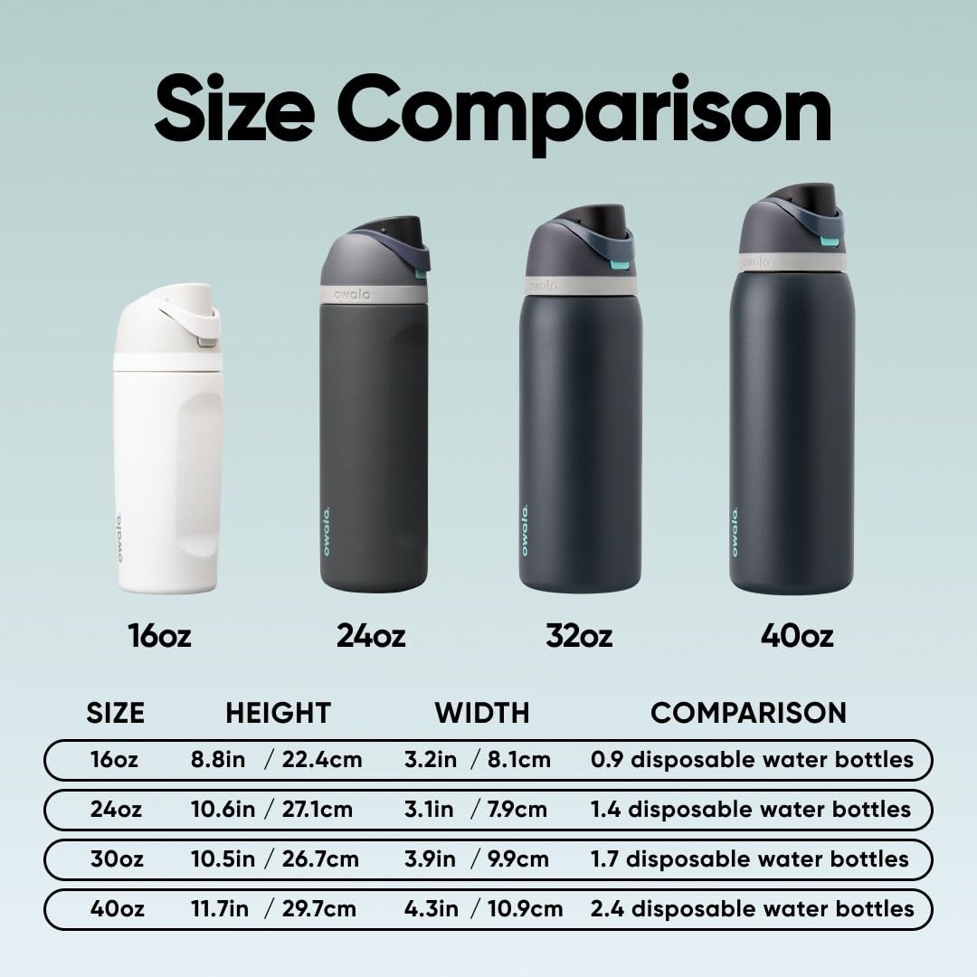 Owala FreeSip Stainless Steel Water Bottle 24 oz Foggy Tide