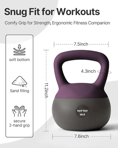 YOTTOY Soft Kettlebell, Set for Strength Training Kettlebells & Home Workouts, Soft-Sided Cushioned