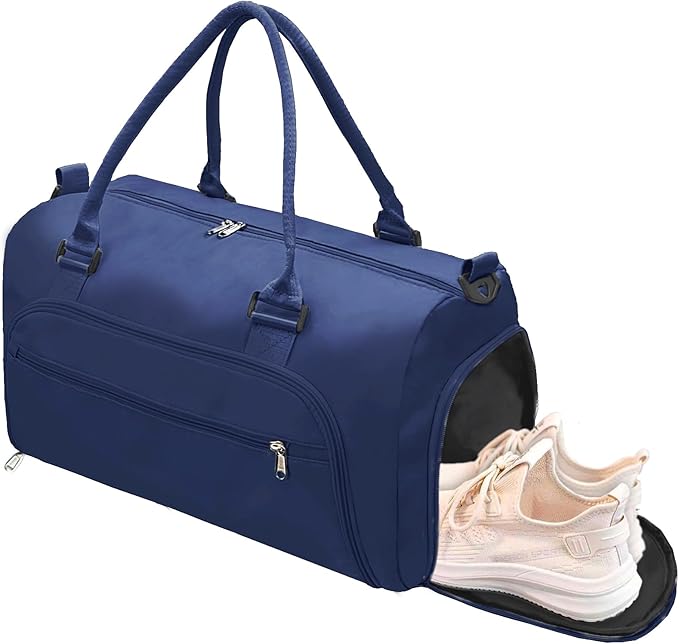 woogwin Small Gym Bag for Men & Women with Shoes & Wet Compartment Waterproof Duffle Bag for Travel