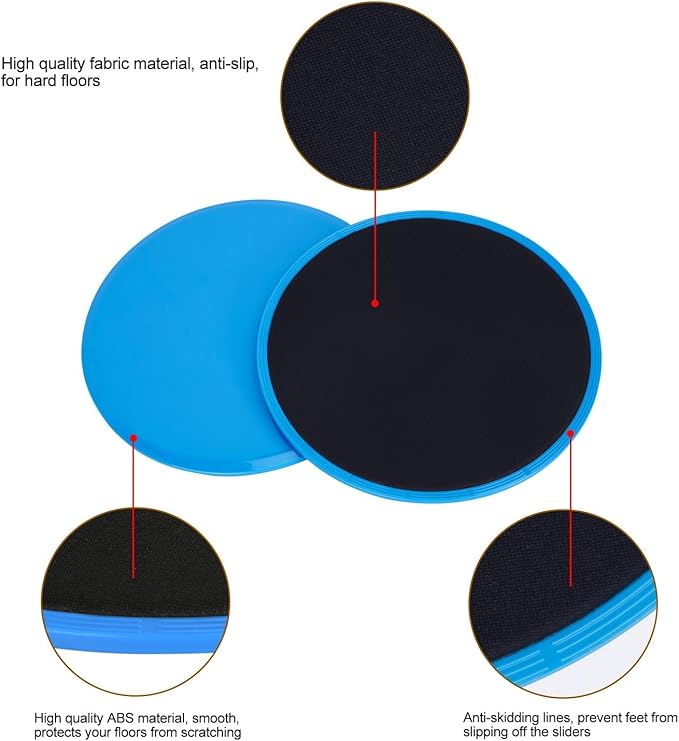 Gliding Discs Core Sliders Exercise Sliders 4 Pack Dual Slider for Carpet Hard Floors Core Fitness