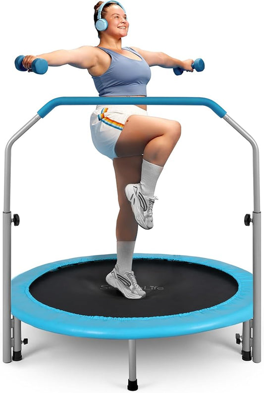 SereneLife 36/40" Foldable Mini Trampoline - Compact Fitness Trampoline for Kids Adults, Exercise