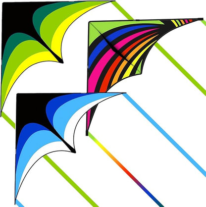 Mint's Colorful Life 3 Pack Delta Kites for Kids & Adults, Easy to Fly Large Kite Set for