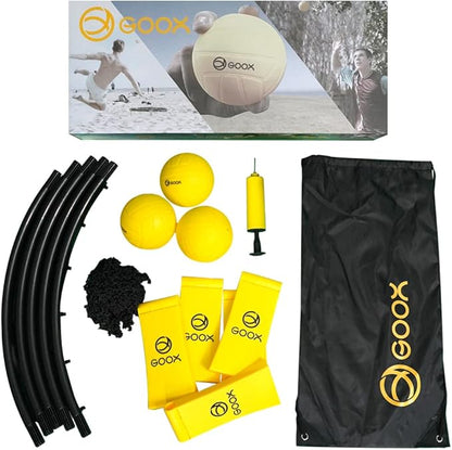 GOOX Outdoor Beach Ball Games with Carrying Bag, 3 Balls, Net and Strip Light (ONLY for Light Up