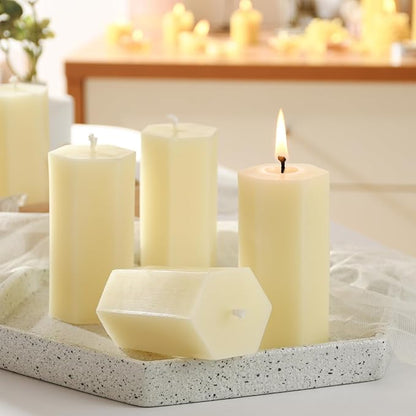 6PCS Hexagon Beeswax Pillar Candles,Large Handmade Pure Beeswax Candle,Unscented Smokelessï¼? *