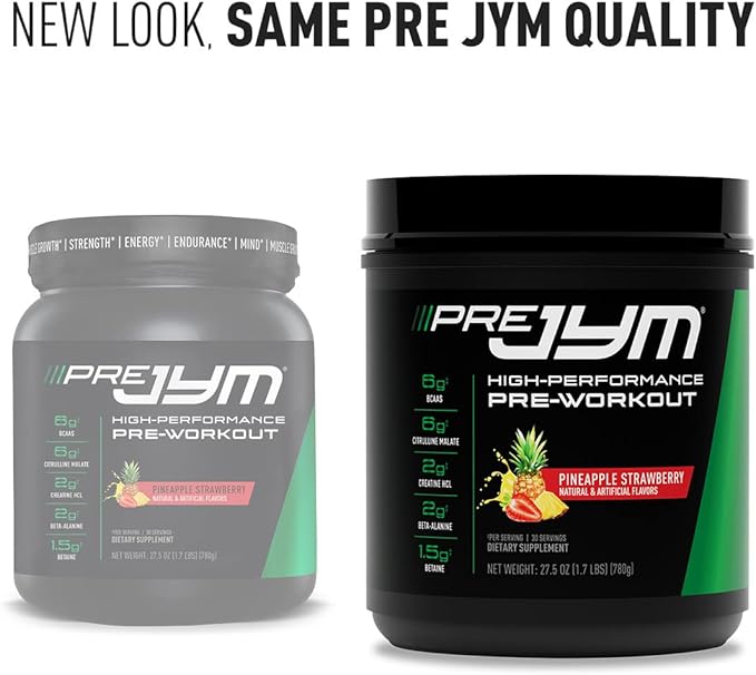 JYM Supplement Science Pre JYM Pineapple Strawberry Pre Workout Powder for Men & Women, BCAAs