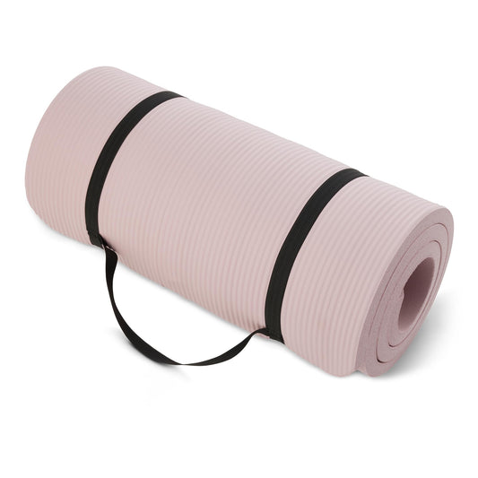 Amazon Basics 1-Inch Extra Thick Memory Foam Workout Exercise Yoga Mat with Carrying Strap