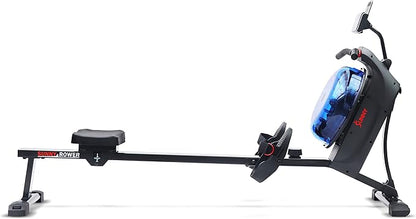 Sunny Health & Fitness Elite Water Rowing Machine with High Dynamic Resistance Vertical Tank
