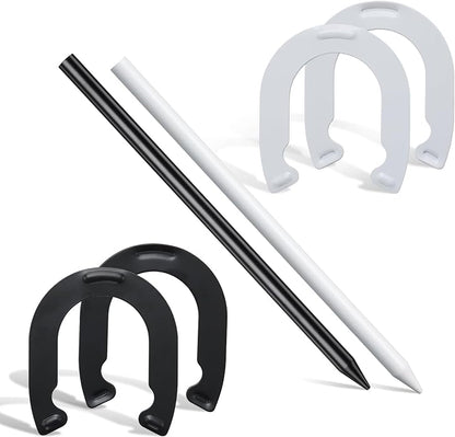 Horseshoes Outside Game for Kids, Metal Horse Shoes Game Kit Includes 4 Horseshoes 2 Stakes