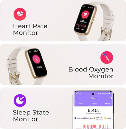 Fitness Tracker for Women Men, Smart Watch Band with 24/7 Heart Rate Blood Oxygen Sleep Monitor
