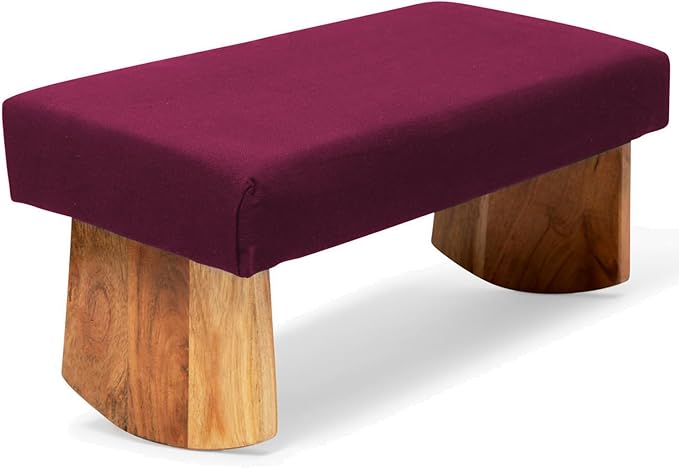 Meditation Bench (Burgundy), Seiza, Sustainable Acacia Wood with Curved Bottom Edges for The