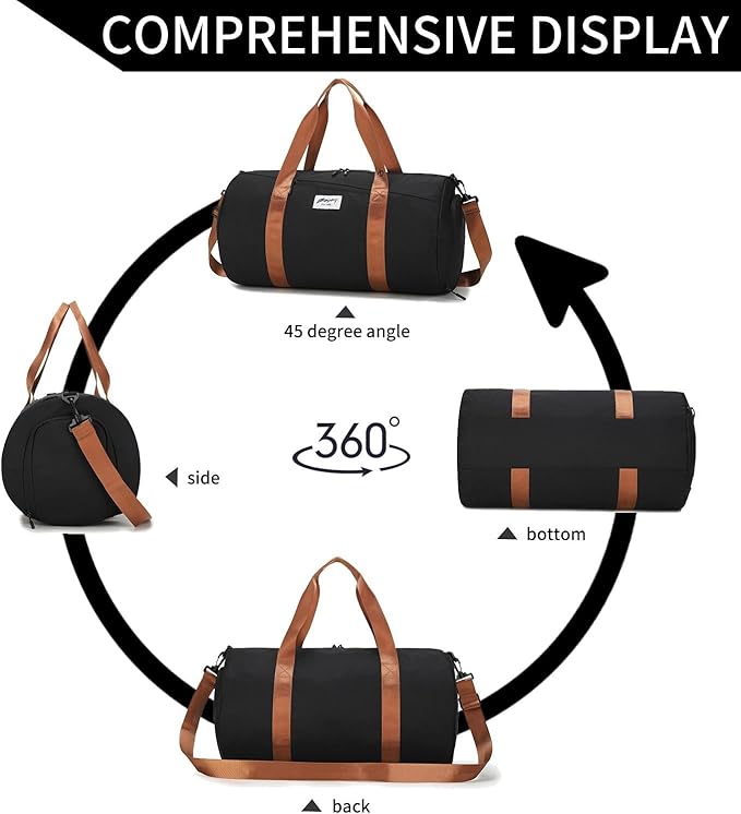 BE SMART Waterproof Mens Gym Bag with Shoe Compartment, Duffle Bags with Wet Pocket for Men