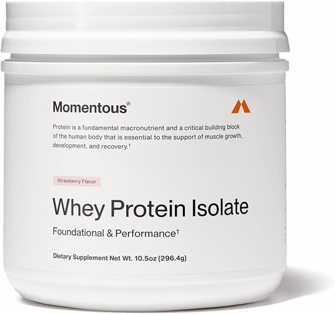 Momentous Essential Grass-Fed Whey Protein Powder - 20 g Whey Isolate Protein - NSF Certified for