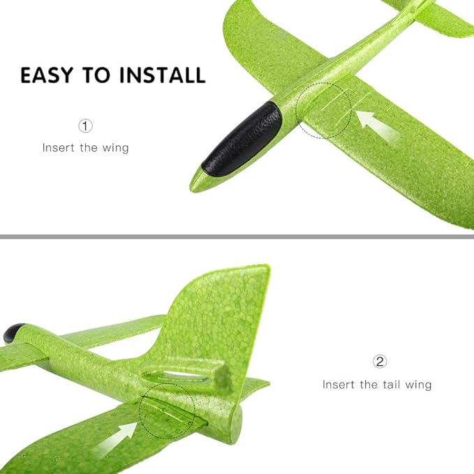 BooTaa 4 Pack Airplane/Flying Toys, 17.5" Large Throwing Foam Plane/Gliders, 2 Flight Mode