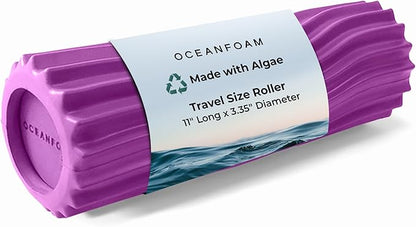 Oceanfoam Ripple Travel Foam Roller (11" x 3.35") Firm Mini Foam Roller for Physical Therapy, Deep