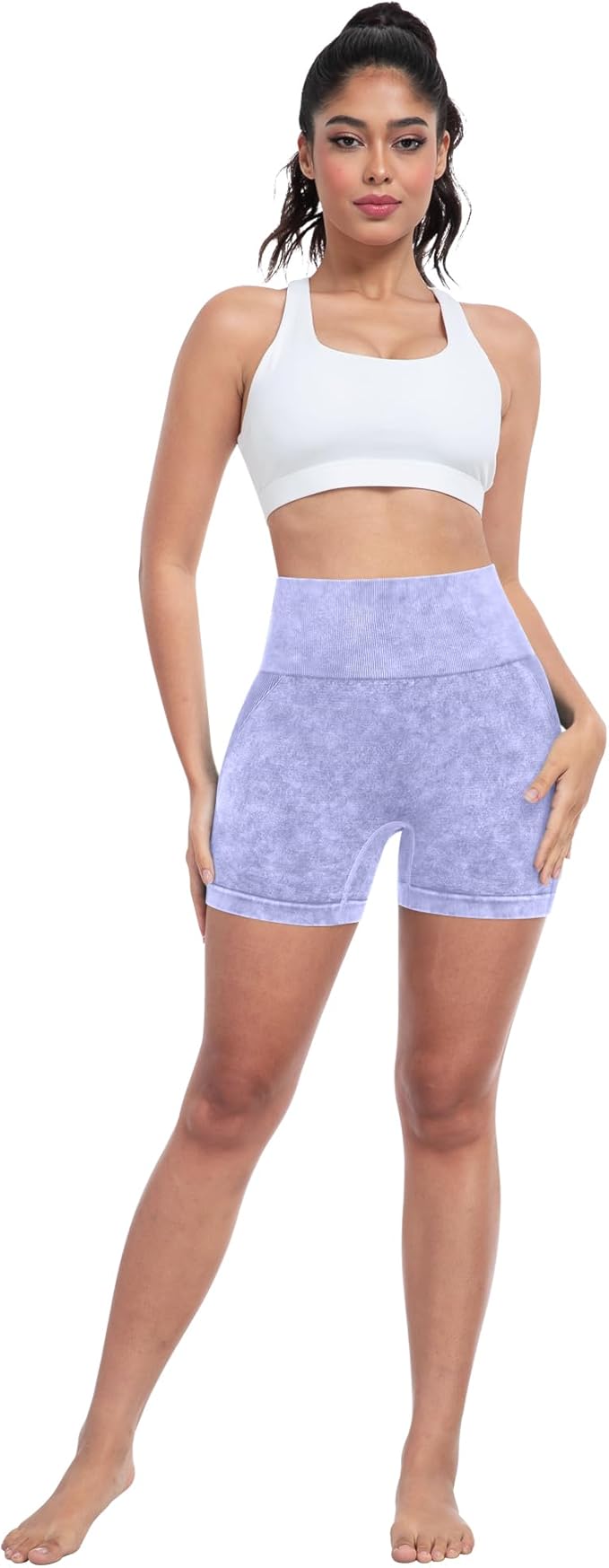 CHRLEISURE Women's 4 Packs Workout Gym Shorts, High Waisted Butt Lifting Scrunch Butt Seamless