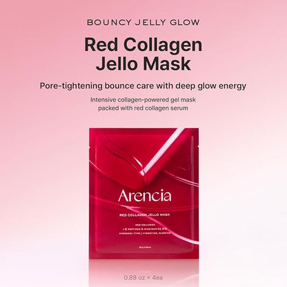 Red Collagen Jello Mask, Plump & Hydrating x 4ea, Overnight Hydrogel Mask for Dry, Mature Skin