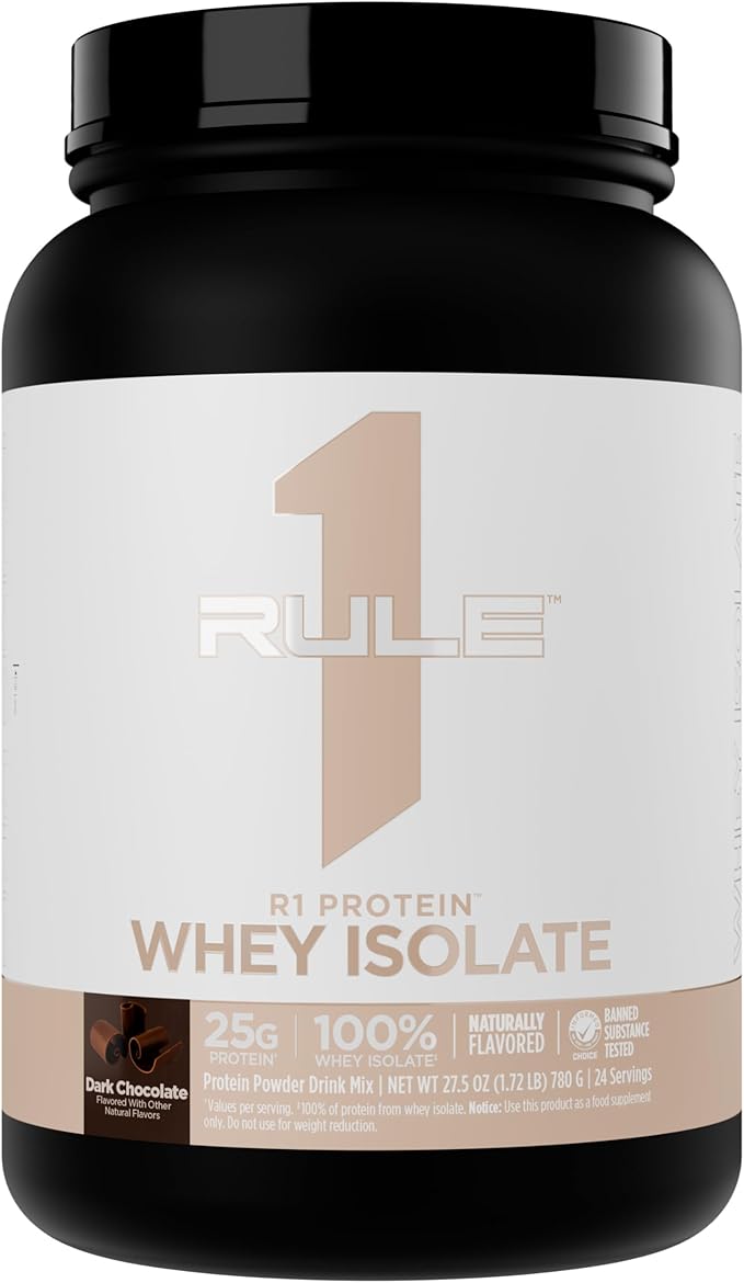 Rule 1 Naturally Flavored R1 Protein Whey Isolate - Clean Formula with 25g Protein & 6g BCAA
