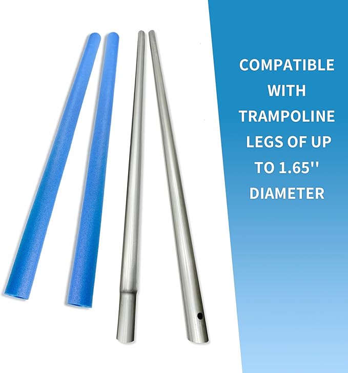 Universal Trampoline Replacement Enclosure Poles Come with Clamps, Screws and Bolts, Plactic Caps