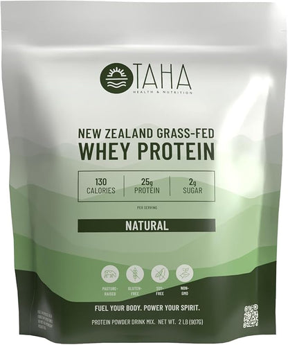 Taha Health & Nutrition Natural Unflavored Whey Protein Concentrate Powder, 25g Protein, 140