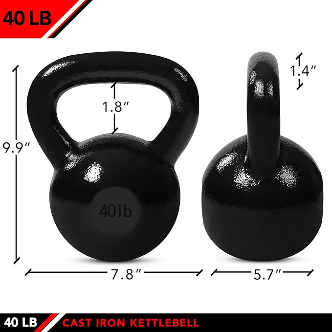 JFIT Kettlebell Weights Cast Iron, 40 LB