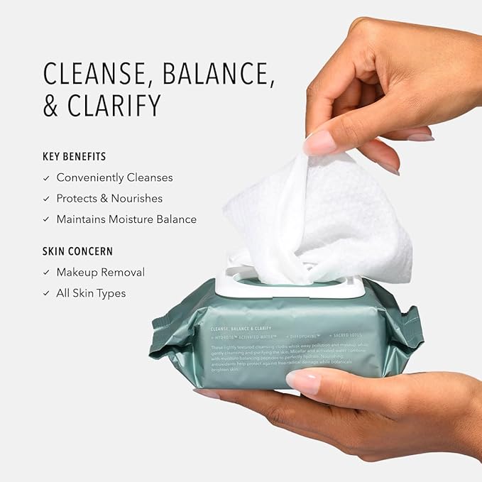 HydroPeptide HydroActive Cleanse, Micellar Facial Cloths, Gently Cleanses Skin, Hydrating and