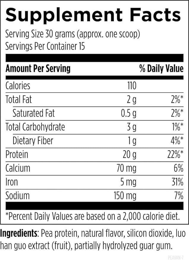 Designs for Health PurePea - 20g Vegan Pea Protein, Non-GMO Natural Drink Mix Powder Supplement
