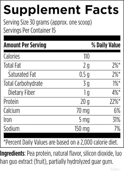 Designs for Health PurePea - 20g Vegan Pea Protein, Non-GMO Natural Drink Mix Powder Supplement