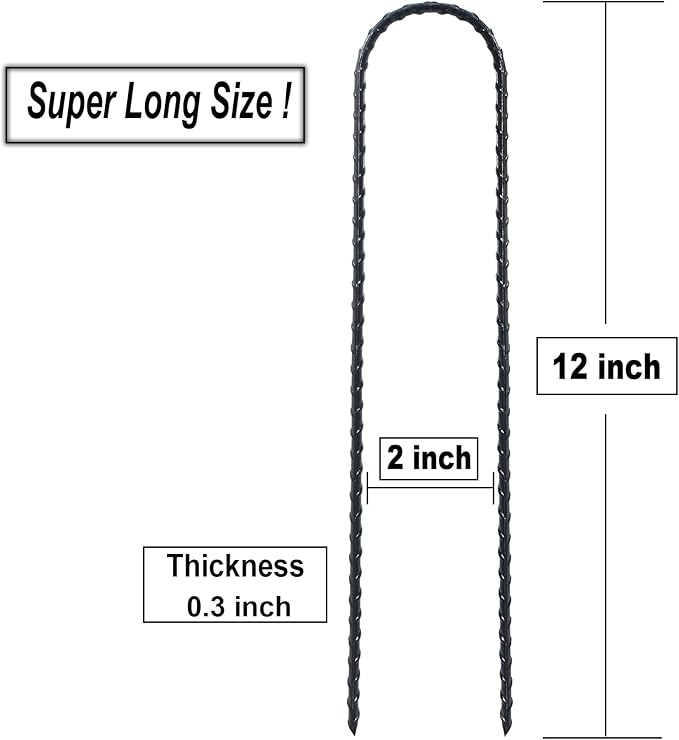 DTANX 12 Pack 12 Inch Rebar Stakes Heavy Duty Trampoline Anchors, Garden Stakes Tent Stakes Steel