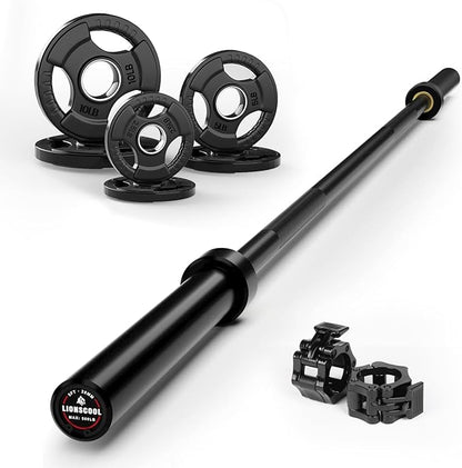 LIONSCOOL Premium 4ft/4.9ft/6ft Barbell for Strength Training and Olympic Weightlifting, 2 Inch Bar
