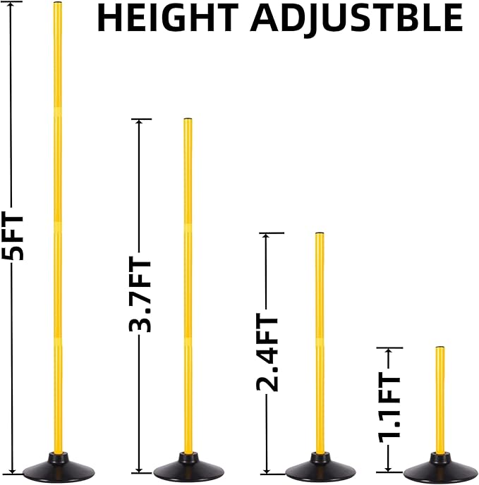 6 Pcs 5 FT Adjustable Agility Training Poles for Soccer,Basketball,Football, Horse,Dog-Speed and