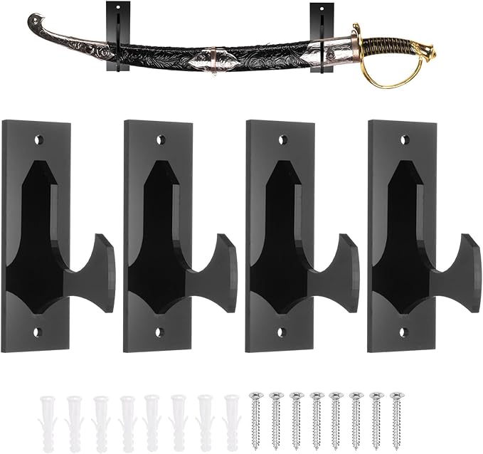 uxcell 4 Pcs Sword Holder Wall Mount Sword Racks Acrylic Wall Sword Display Hanger with Mounting