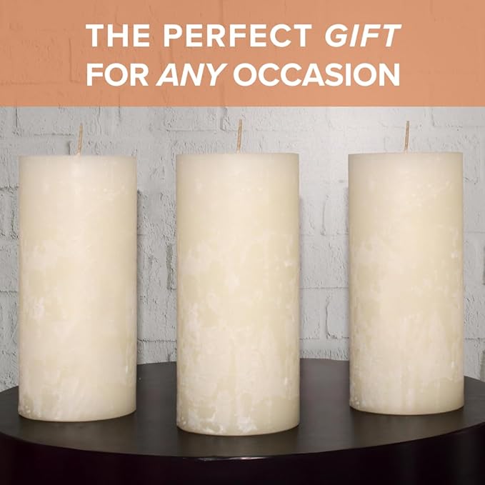Simply Soson 3x6 in. Ivory Scented Candles Set of 3 - Eucalyptus Sage, Citrus, Rustic Lavander